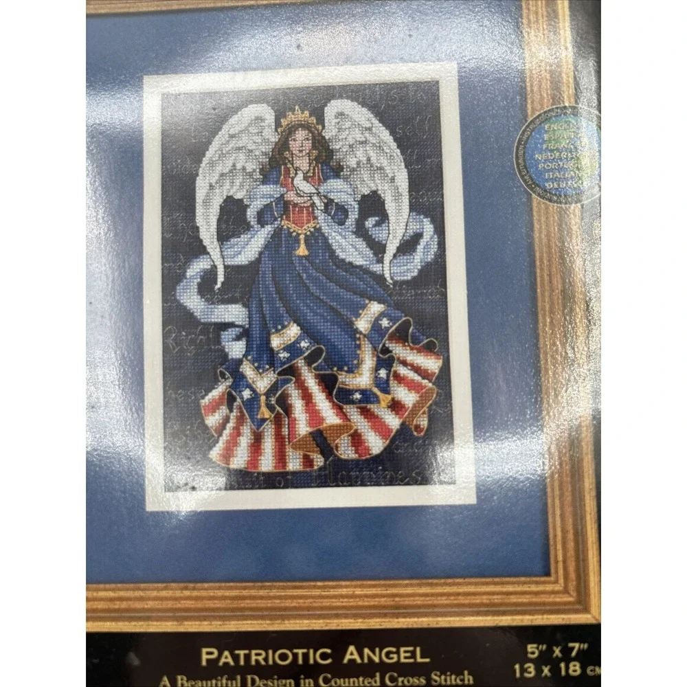 Dimensions Patriotic Angel Counted Cross Stitch Kit Gold Collection Petites Blue